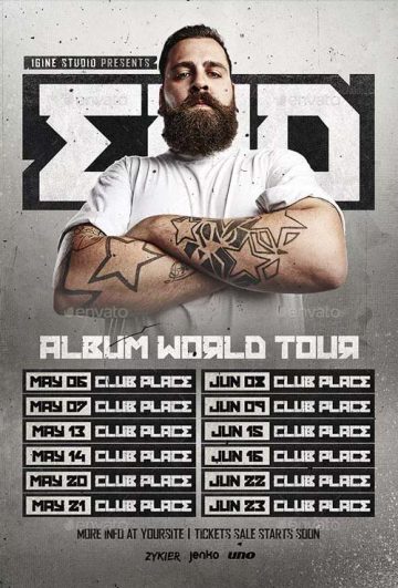 DJ World Tour Dates Flyer Template
