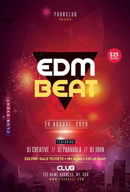 EDM Beat Free PSD Party Flyer Template