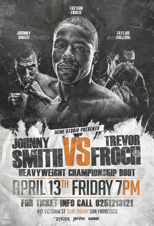 Fight Night Flyer Template for Live Sport Events FFFLYER