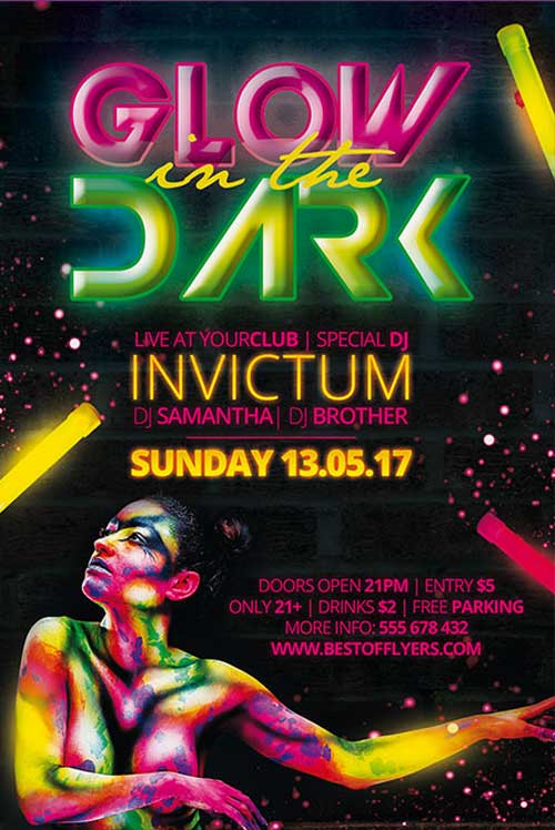 Glow In The Dark Free Flyer and Poster Template