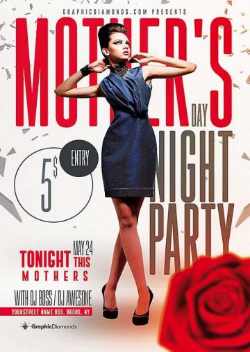 Mothers Day Night Party Flyer Template