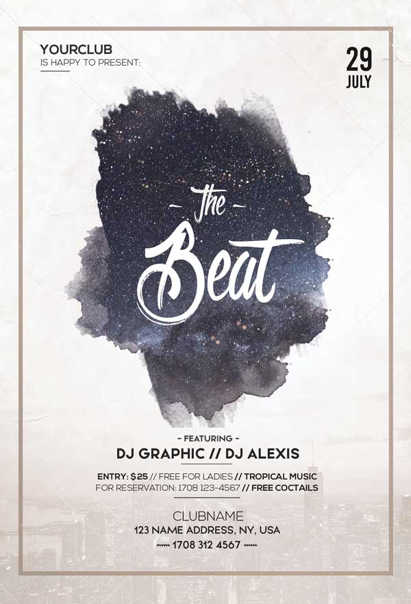 Night Beat Party Free Flyer Template