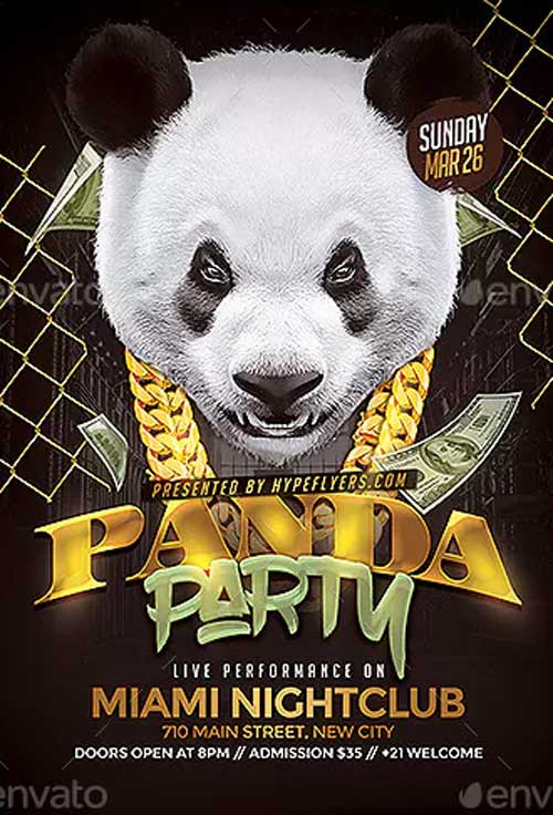 Panda Party Flyer Template