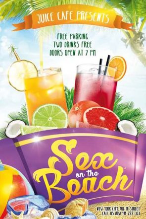 Sex on the Beach Cocktail Free Flyer Template