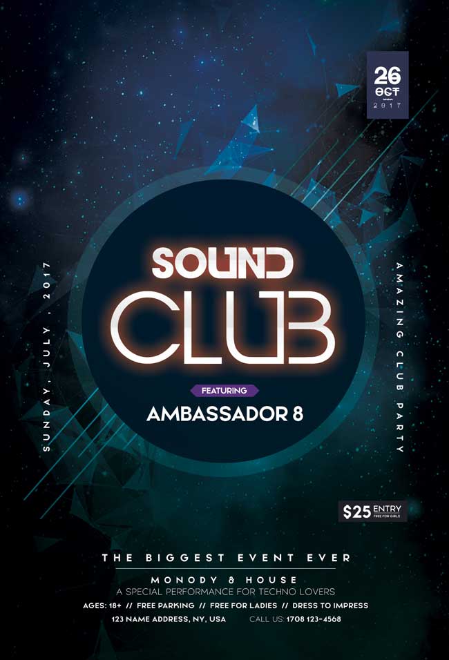 Electro Club Free PSD Flyer Template