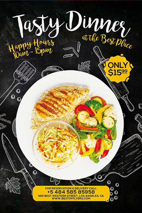 Tasty Dinner Free Flyer And Poster Template For Restaurants Ffflyer