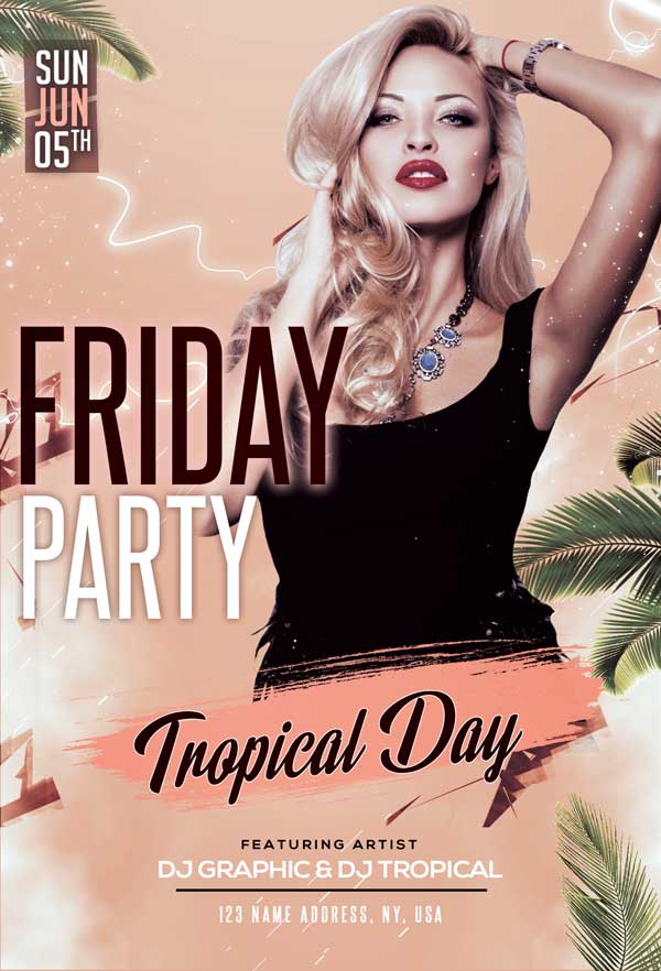 Tropical Friday Party Free PSD Flyer Template