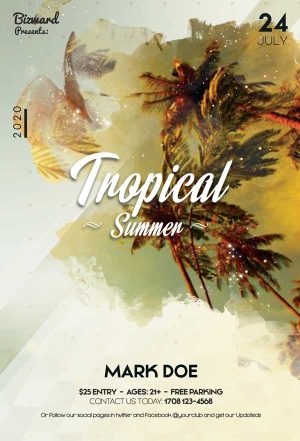 Tropical Summer Beach Free PSD Flyer Template