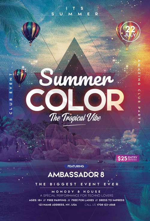 Tropical Summer Vibes Free PSD Flyer Template