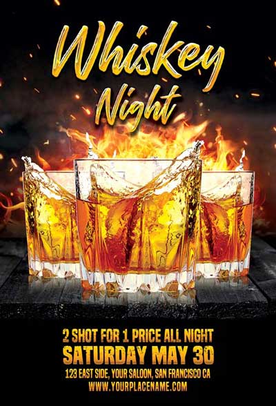 Whiskey Night Party Free Flyer Template