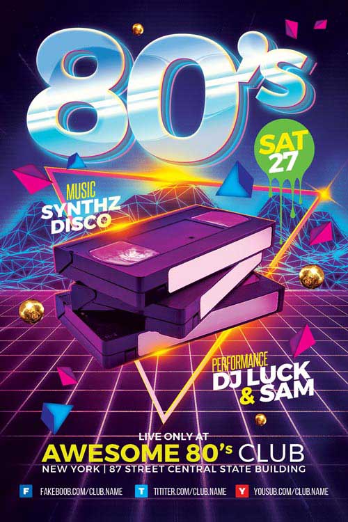 80's Night Flyer Template