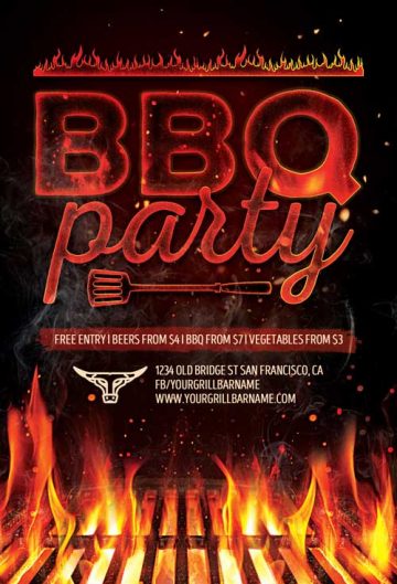Barbecue Grill Party Flyer and Poster Template