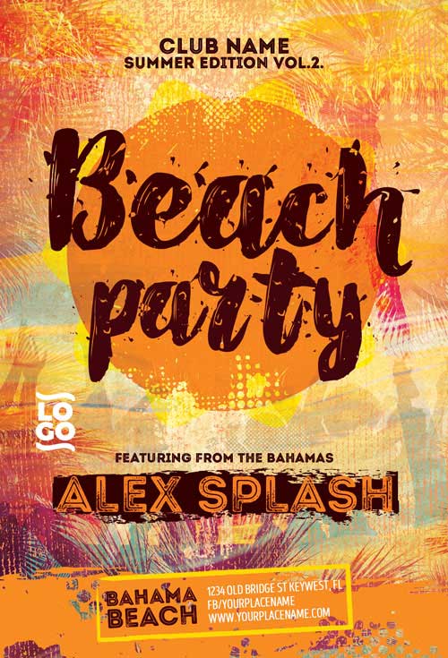 Beach Summer DJ Party Flyer Template