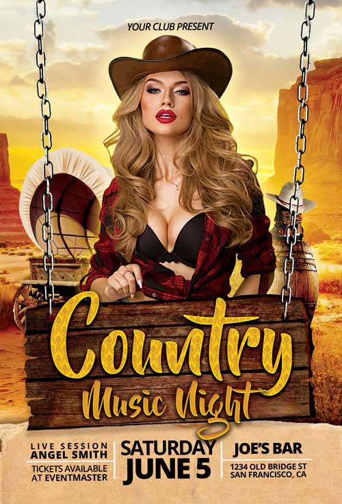 Country Saturday Night Party Flyer Template