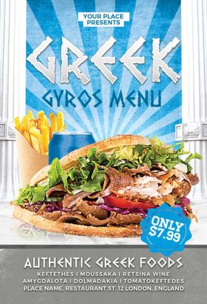 Greek Gyros Food Flyer and Poster Template