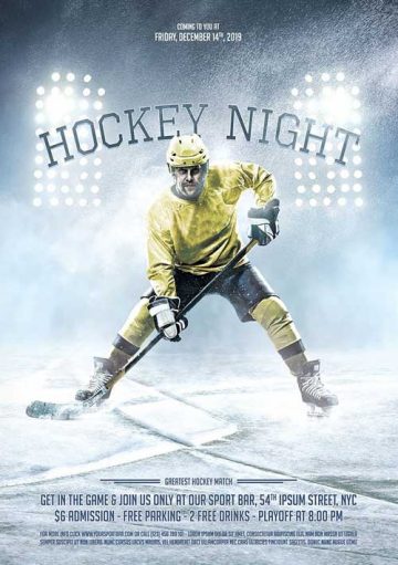 Ice Hockey Night Flyer Template
