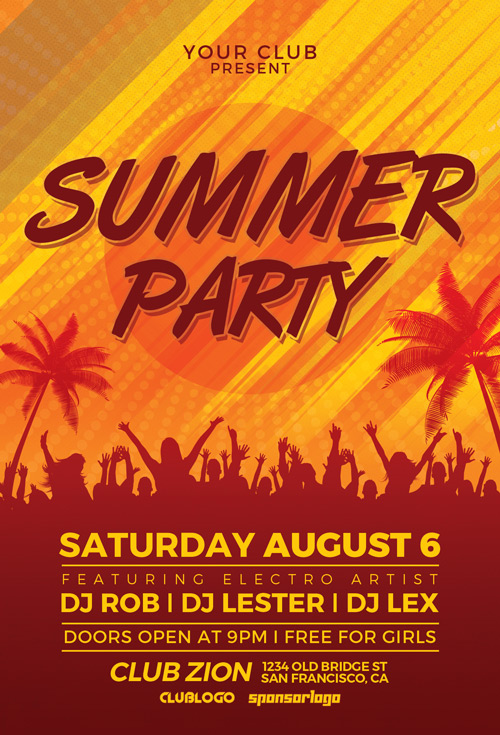 Beach Summer Party Free Flyer Template