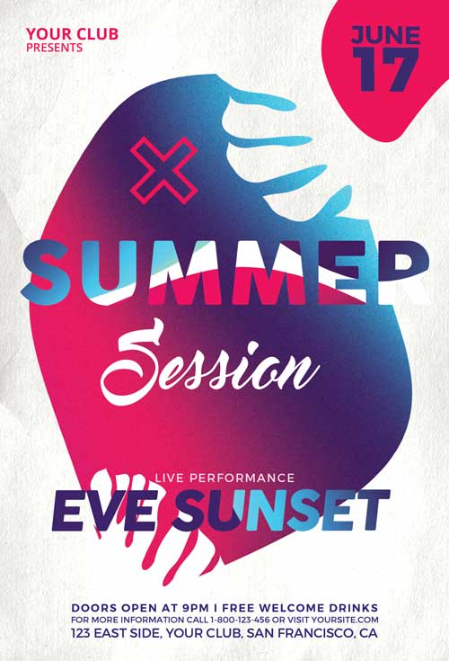 Summer Sessions Electro Party Flyer Template