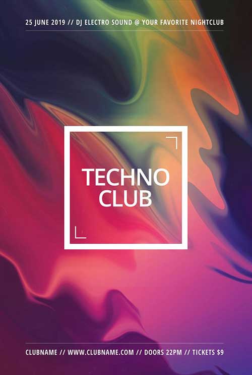 Techno Club Party Flyer Template