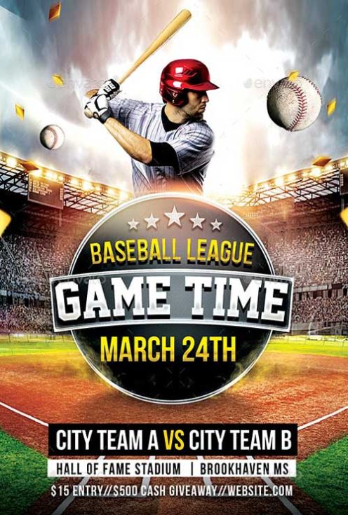 Baseball Game Time Flyer Template - Download best Flyer - FFFLYER