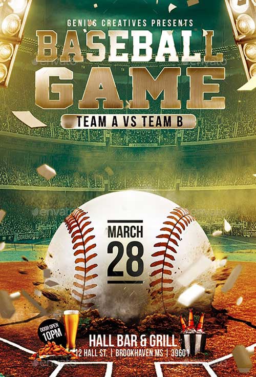 Baseball League Game Day Flyer Template