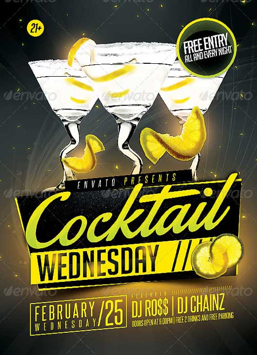 Cocktail Wednesday Party Flyer Template