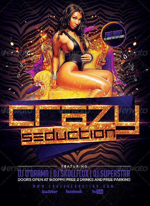 Crazy Seduction Party Flyer Template