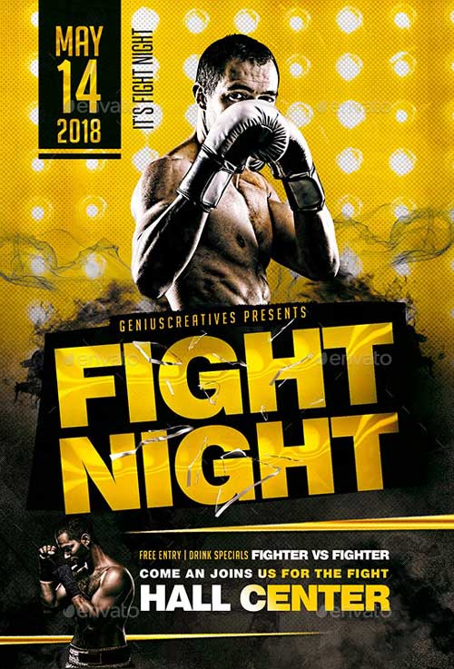 Fight Night Sport Boxing Event Flyer Template