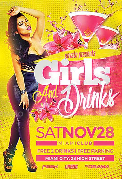 Girls & Drinks Party Flyer Template