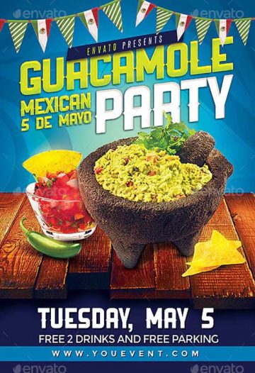 Mexican Guacamole Party Flyer Template