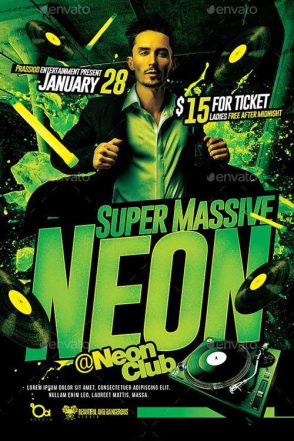Neon Dance Party Flyer Template
