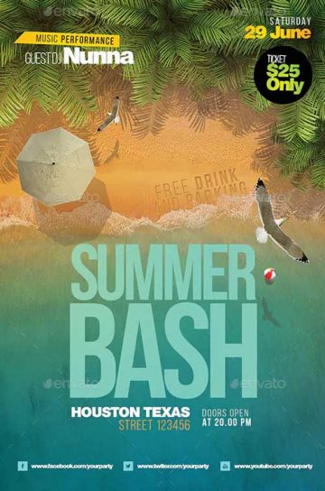 Summer Beach Bash Party Flyer Template