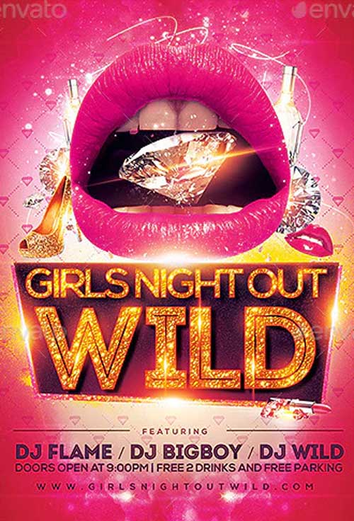 Wild Girls Night Party Flyer Template