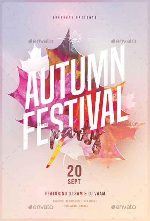 Autumn Festival Party Flyer PSD Template