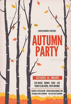 Autumn Party Flyer PSD Template