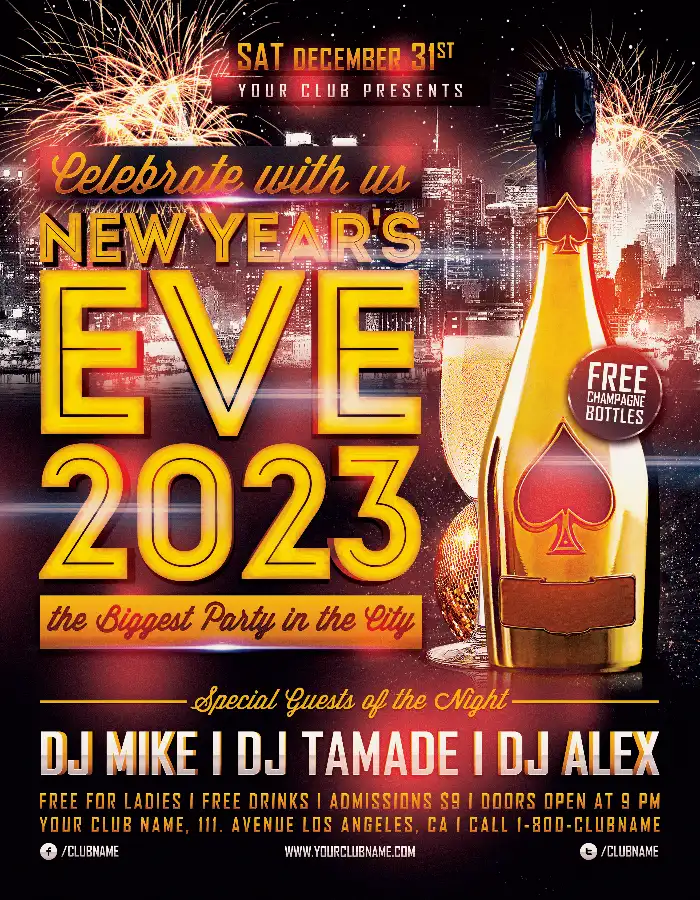 Elegant New Year’s Eve Free Flyer Template
