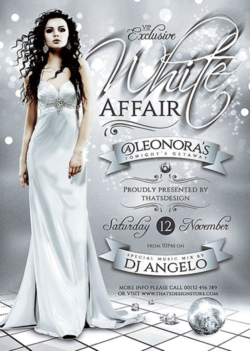 Elegant White Party Event Flyer Template