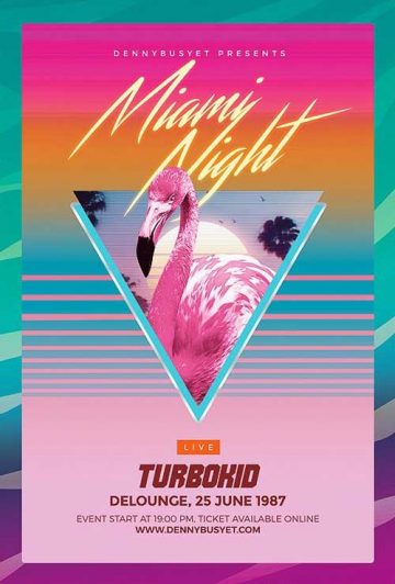 Miami Night 80's Flyer Template