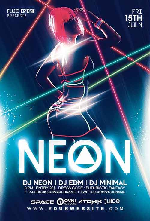 Neon Dance Party Flyer Template