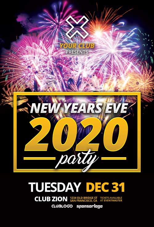 New Years Eve 2020 Free Flyer Template