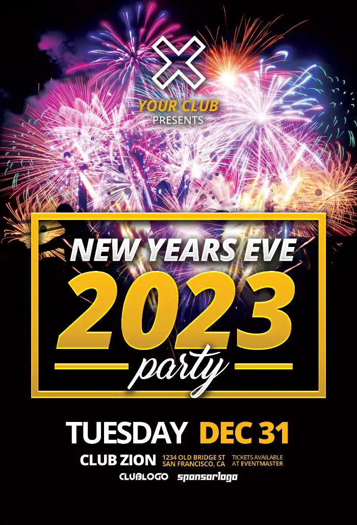 New Years Eve 2023 Free Flyer Template