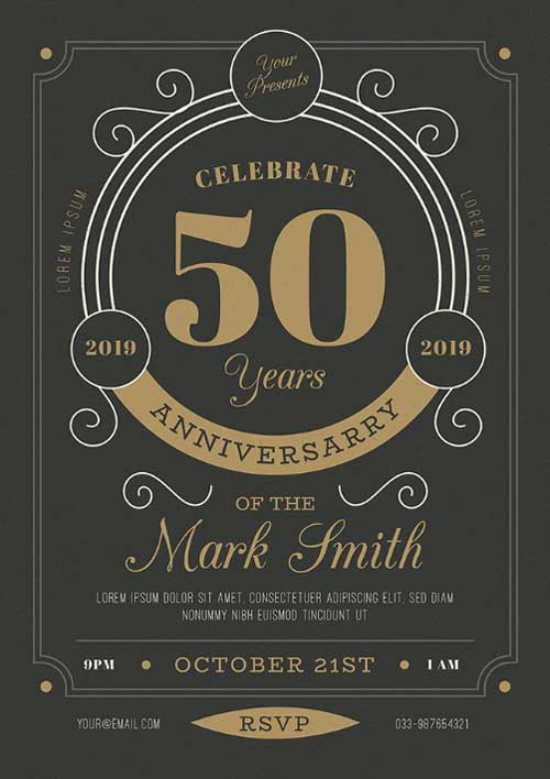 Vintage Anniversary Event Flyer Template