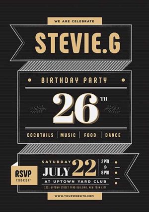 Vintage Birthday Party Flyer Template