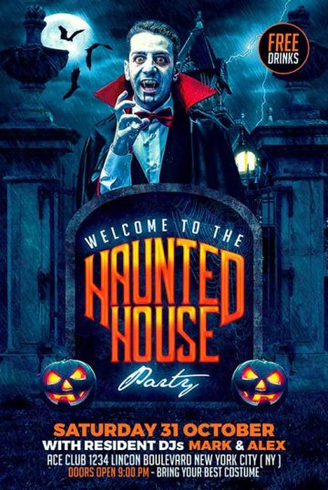 Halloween Haunted House Flyer Template