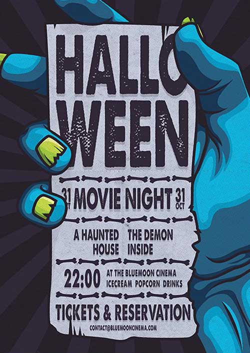 Halloween Movie Night Poster Template