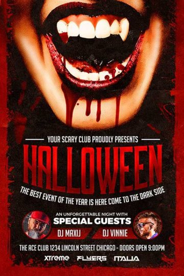 Halloween Vampire Party Flyer Template