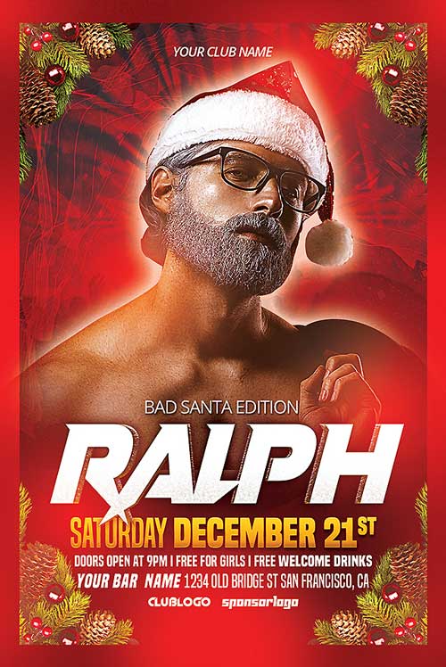 Bad Santa Party Flyer Template