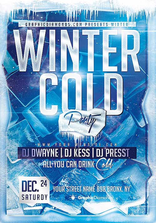 Ice Cold Winter Party Flyer Template