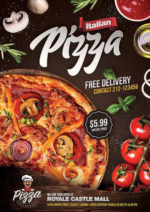 Pizza Restaurant Delivery Flyer Template