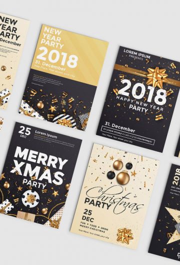 Set of 10 Christmas Party Flyer Template Bundle